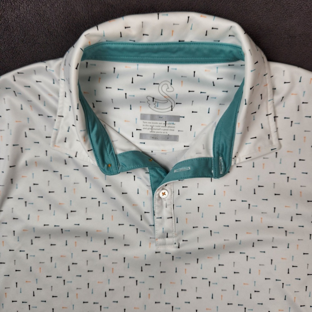 Swannies Golf Club Polo Shirt Mens Large White Golf Tees AOP Cheyenne Shadows‎